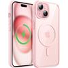 JETech Cover Magnetica per iPhone 15, Rosa | Compatibile con MagSafe, Custodia Cornice Opaca in TPU a Tinta Unita, Retro Trasparente, Bumper Antiurto