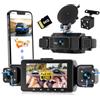 Realdio Dash Cam 4 Canali 1080P, WiFi, 360 Gradi, Scheda 64GB Inclusa | Schermo IPS 3 Pollici, App, Sensore G e Registrazione in Loop, Visione Notturna, Assistente Retromarcia, 150°Grandangolo