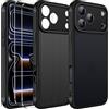iVoler Cover Opaca per iPhone 17 Pro con 2 Pezzi Pellicola Vetro Temperato, [Antiurto di Grado Militare] [Protezione Fotocamera] Custodia Traslucida Sottile Anti-Impronte Case - Nero