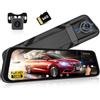 Realdio Dash Cam Specchietto 1080P Fronte e Retro, Schermo 9,7 Pollici | Schermo Touch IPS 9,7", Doppia Camera 1080P, Cavo Posteriore da 10 m e Scheda 64 GB per Auto, SUV e Parcheggio