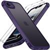 iVoler Cover Opaca per iPhone 17e/16e con 2 Pezzi Pellicola Vetro Temperato, [Antiurto di Grado Militare] [Protezione Fotocamera] Custodia Traslucida Sottile Anti-Impronte Case - Viola