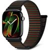 AMSKY Nylon Sport Loop Compatibile con Cinturino Apple Watch | Serie 12 11 10 9 8 7 6 5 4, SE Ultra 4 3 2 1, Morbido per iWatch Se 44 mm 46mm 40mm 42mm 41mm 45mm 49mm 38mm, Strisce Nero