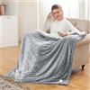 Ultralent Coperta Riscaldante Elettrica con Spegnimento Automatico,180 x 135 cm,Timer 10 Ore e 6 Temperature,Rapido Riscaldamento,Flanella,Lavabile in Lavatrice,Coperta Termica per Letto, Casa e Ufficio-Grigio