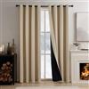 PONY DANCE Tenda Termica Isolante Freddo e Caldo 2 Pezzi L 140 x A 220 CM | 100% Oscuranti, Doppio Strato, Antifreddo, Pesante, Spesso, per Interni, Camera da Letto, Soggiorno, con Anelli, Beige