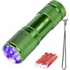 Lepro Torcia UV LED 395nm Portatile Luce Nera Verde,3 Batterie AAA Incluse | 9 LED UV, corpo in metallo resistente,per rilevare urina animali, cosmetici e materiali fluorescenti,IPX4 impermeabile