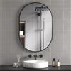 HOMCOM Specchio Bagno Ovale 60x90cm in Vetro Temperato Moderno Nero | Specchio da Parete, Cornice in Lega di Alluminio, Montaggio Verticale/Orizzontale, per Camera da Letto, Ingresso