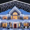 GlobaLink Tenda Luminosa Esterno 10M 400LED Bianco Freddo | IP44 Impermeabile, Luci Natale Esterno Luci Cascata 8 Modalità Luce Collegabile in Serie per Natale, Gronda, Patio, Giardino