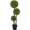 HOMCOM Pianta di Bosso Artificiale a 3 Sfere con Vaso Altezza 115 cm | Pianta Finta, Fondo Rinforzato, per Interno ed Esterno, Giardino, Ufficio, Soggiorno