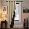 PONY DANCE Doppio Strato Tenda Termica Isolante per Porta con Anelli | 1 Pezzo L140 x A240 cm, Beige, 100% Oscuranti, per Camera da Letto/Soggiorno, Pesante, Spesso, Thermal Curtain, Antifreddo