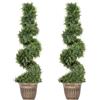 HOMCOM Set 2 Piante Finte di Cipresso a Spirale 120cm con Vaso, Verde | Piante Artificiali per Interni ed Esterni, per Decorazione Casa, Ufficio, Soggiorno, Giardino