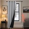 PONY DANCE Tende Termiche Isolanti per Interni con Anelli Thermal Curtain | 1 Pezzo L140 x A240 cm, Grigio Chiaro, 100% Oscurante, per Camera da Letto, Pesante, Spesso, Thermal Curtain, Antifreddo
