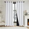 PONY DANCE Doppio Strato Tende Termiche Isolanti per Interni con Anelli | 2 Pezzi L 140 x A 200 CM, 100% Oscuranti, per Camera da Letto, Soggiorno, Pesante, Spesso, Antifreddo, Bianco Puro