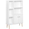 HOMCOM Libreria Scaffale Salvaspazio con 2 Porte 80x23.5x123cm Bianco | Design Moderno, da Salotto, Pannelli di Particelle