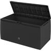 CASARIA Baule da Esterno 290L 117x47x60cm | Aspetto Polyrattan, 6 Ruote, Multibox, Contenitore Cuscini, Bauli da Giardino, Portaoggetti, Coperchio