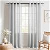Ystyle Tende per Interni con Anelli Moderna, 140x260 CM, Grigio Chiaro | Tende Camera da Letto Decorazione, Tenda Trasparente con Effetto Lino con Trama a Croci, Voile Curtains per Soggiorno