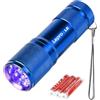Lepro Torcia UV LED 395nm Portatile Luce Nera Blu,3 Batterie AAA Incluse | 9 LED UV, corpo in metallo resistente,per rilevare urina animali, cosmetici e materiali fluorescenti,IPX4 impermeabile