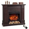 HOMCOM Camino Elettrico con Cornice e Ripiano 1800W per TV 55'', Marrone | Da Terra/Incasso, Effetto Fiamma 3D Realistico, 3 Luminosità, Riscaldamento Regolabile, Telecomando, Termostato, Timer, 30㎡