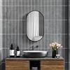 HOMCOM Specchio Bagno Ovale 40x70cm in Vetro Temperato Moderno Nero | Specchio da Parete, Cornice in Lega di Alluminio, Montaggio Verticale/Orizzontale, per Camera da Letto, Ingresso