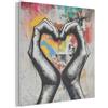 MuchoWow© Creazione Parete Feltro Moderno Soggiorno Stanza Letto Quadro | 80x80 cm - Cornice Salotto Mani - Cuore - Street Art - Graffiti