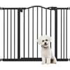 PawHut 78 cm Cancelletto per Cani da Interno Estensibile 74-100 cm Nero | Cancello per Cani di Sicurezza, Barriera Cancellino, Doppio Blocco, Chiusura Automatica, per Scale e Porta
