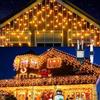 GlobaLink Tenda Luminosa Esterno 10M 400LED Bianco Caldo | IP44 Impermeabile, Luci Natale Esterno Luci Cascata 8 Modalità Luce Collegabile in Serie per Natale, Gronda, Patio, Giardino