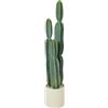 HOMCOM Pianta Artificiale di Cactus con 3 Steli in EVA, 25x25x111 cm, Verde | Pianta Finta da Interno, Vaso Bianco in PP, Decorazione per Soggiorno, Ingresso