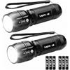 Lepro Torcia LED Potente Professionale ,6 AAA Batterie Incluse, 2 Pezzi | Piccola Torce LED, IPX4 Impermeabile, Torcia Elettrica per Campeggio Emergenza Bambini ,Passeggiate, Cane