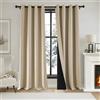 PONY DANCE Doppio Strato Tende Termiche Isolanti per Interni con Anelli | 2 Pezzi L 140 x A 200 CM, Beige, 100% Oscuranti, per Camera da Letto, Soggiorno, Pesante, Spesso, Antifreddo