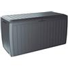 CASARIA Baule da Esterno 290L 117x47x60cm | Aspetto Legno, Box Multiuso, Multibox, Contenitore Cuscini, 6 Ruote Coperchio, da Esterno, Bauli da Giardino