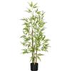 HOMCOM Pianta di Bambù Finte da 120 cm a 3 Tronchi Verde e Nero | Vaso Ø15x12cm, Piante Artificiali in PEVA, PP e Metallo, per Interno ed Esterno, Giardino, Ufficio, Soggiorno