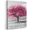 MuchoWow© Stampa Foto Quadro Moderno Quadri Moderni Soggiorno Con Cornice | 50x70 cm - Stampe Da Parete Camera Da Letto Matrimoniale Decorazione CanvasAlbero - Rosa - Bianco e nero - Natura - Fiori