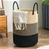YOUDENOVA Cesto Portabiancheria Intrecciato per Giocattoli,Cesto Biancheria Sporca con Maniglia Cotone, Cesta Decorativa per Vestiti 58L Z-Narrone 2