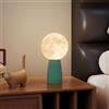 HOMCOM Lampada da Tavolo a Forma di Luna Ø15x28 cm Bianco e Verde Scuro | Stampata in 3D, 3 Colori, 10 Luminosità, Lampada da Lettura in ABS, Carina
