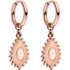 Purelei Pretty Orecchini a cerchio, impermeabili, delicati orecchini a cerchio con pietra ovale e zirconi in acciaio inox, placcato in oro 14 K, argento e placcato in oro rosa 18 carati, eleganti e