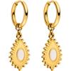 Purelei Pretty Orecchini a cerchio, impermeabili, delicati orecchini a cerchio con pietra ovale e zirconi in acciaio inox, placcato in oro 14 K, argento e placcato in oro rosa 18 carati, eleganti e