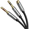 UGREEN Cavo Audio Sdoppiatore Cuffie Microfono 2 in 1 Adattatore (20cm) | Jack 3,5mm Maschio a Femmina in Alluminio Placcato in Oro 24K per Notebook PC PS4 Xbox