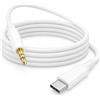 Poutek Cavo AUX USB-C verso 3,5 mm, Adattatore Audio USB-C verso Jack 1,2M Bianco | Cavo USBC a Jack 3.5mm, Adattatore Audio per Auto, Compatibile con iPhone 17/16/15 Pro Max,Galaxy S26/S25/S24/S22 Ultra,Pixel