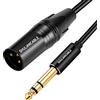 SHULIANCABLE Cavo XLR a 6.35 mm, Jack stereo da 6,35 mm TRS a cavo di interconnessione bilanciato maschio XLR per Microfono, Altoparlante, Amplificatore, Audio Console, Mixer (Male, 3M)