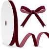G2PLUS Nastro di Velluto Natalizio Bordeaux,10mmx22m | Nastro Pacchi Regalo per Decorazione dell'Albero di Natale, Creazione di Fiocchi, Confezioni Regalo,Fai da Te
