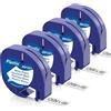 Aken 4x Compatibile con Dymo Letratag Etichette 12mm x 4m in Plastica | Compatibile con Dymo Letratag LT-100H 100T XR 200B Etichettatrice, 12mm x 4m 91201 91221