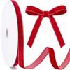 G2PLUS Nastro di Velluto Natalizio Rosso,10mmx22m | Nastro Pacchi Regalo per Decorazione dell'Albero di Natale, Creazione di Fiocchi, Confezioni Regalo,Fai da Te