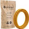 smartect Cavo Elettrico Tessile intrecciato (3 x 0.75mm²) Oro, 50 Metri | Filo Elettrico Tripolare, Vintage, Cavo Elettrico Rivestito in Tessuto per Fai da Te