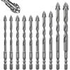 Flintronic Punte per Piastrelle, 10 Pezzi Set di Esagonale Set Punte Trapano, Punte-Trapano Ø5-12mm per Forare Piastrelle, Vetro, Ceramica, Porcellana, Legno, Specchi e Muratura