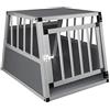 EUGAD Trasportino Cane Auto, Singolo Trasportino Cani in Alluminio | 54x69x51cm, per Cani Piccoli, con Chiusura,Robusto Kennel Cani per Trasporto Viaggio,Gabbia per Cani Auto,Grigio