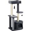 PawHut Albero Tiragraffi per Gatti Adulti 48x35x100cm Bianco e Grigio | Castello per Gatti, Cuccia, Posatoio, 2 Ripiani, su più Livelli