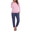 Litherday Pigiama Donna Invernale Cotone Lungo Pantaloni Fantasia per Casa | Completo notte donna a manica lunga con tasche laterali e tessuto morbido per dormire e rilassarsi in casa