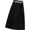 BUJNIE Gonna Midi Plus Size Donne Di Velluto A Coste Gonna Lunga A-Line Femminile Autunno Inverno Gonne A Vita Alta