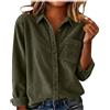 Generic Camicie in velluto a coste da donna a maniche lunghe con colletto e bottoni camicetta oversize fidanzato top giacche con tasca superiore