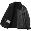 Genérico Giacca Bomber Aviator per Uomo Autentico Giacca in Pelle Pilota Cappotto in Pelle con Fodera in Peluche Pecora Auténica Sintetica per l'Inverno