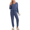 Ekouaer Pigiama Donna Lungo Pigiama da Donna Invernale Due Pezzi Pigiama a Maniche Lunghe e Pantaloni con Tasca,XS-3XL